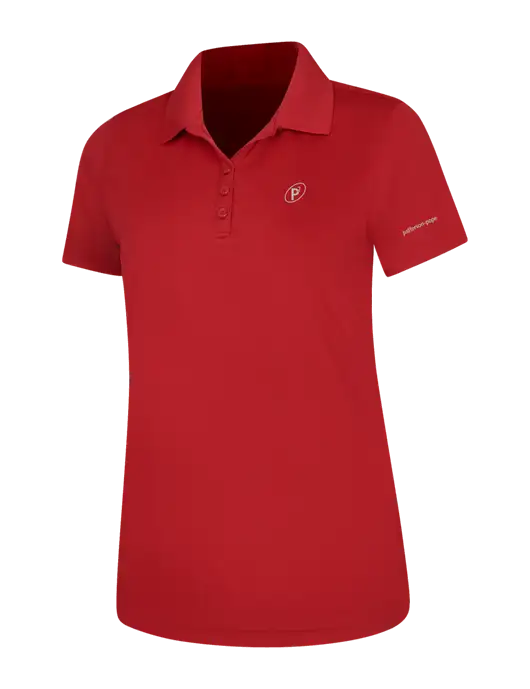 Red Womens Dry Zone UV Mesh Polo w/P2 Icon Logo, Patterson Pope Wordmark Logo