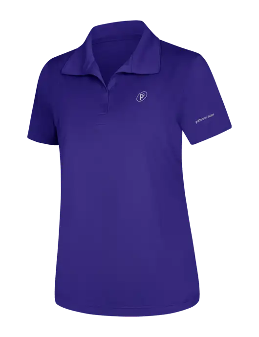 Womens Purple Micropique Sport-Wick Polo w/P2 Icon Logo, Patterson Pope Wordmark Logo