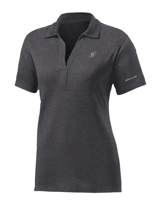 Womens Dark Grey Heather Contender Polo w/P2 Icon Logo, Patterson Pope Wordmark Logo