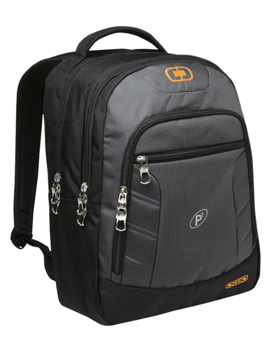 OGIO Dark Grey/Orange Colton Laptop Backpack
 w/P2 Icon Logo