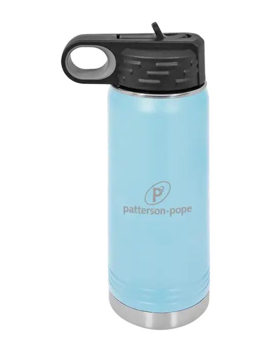 Polar Camel 20 oz Powder Coated Light Blue Vacuum Insulated Water Bottle w/P2 Logo