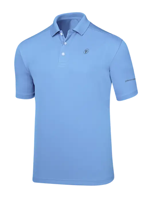 Callaway Core Light Blue Performance Polo w/P2 Icon Logo, Patterson Pope Wordmark Logo