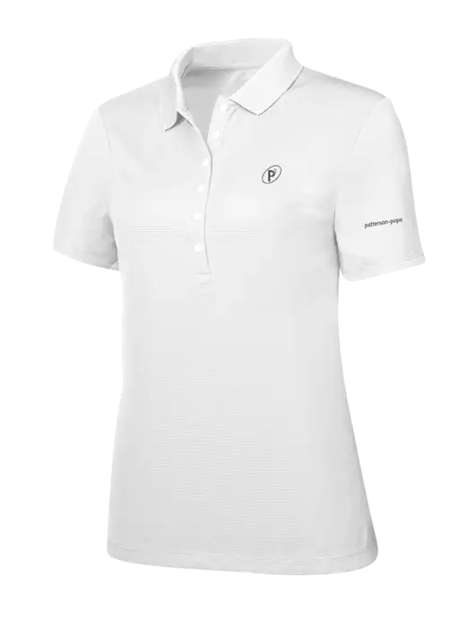 Callaway Womens Ottoman Bright White Polo w/P2 Icon Logo, Patterson Pope Wordmark Logo