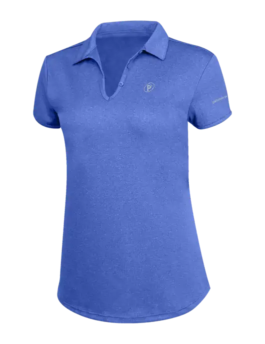 Womens Light Royal Trace Heather Polo w/P2 Icon Logo, Patterson Pope Wordmark Logo