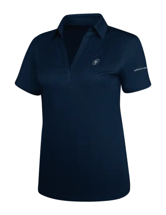 Navy Womens Performance Fine Jacquard Polo w/P2 Icon Logo, Patterson Pope Wordmark Logo