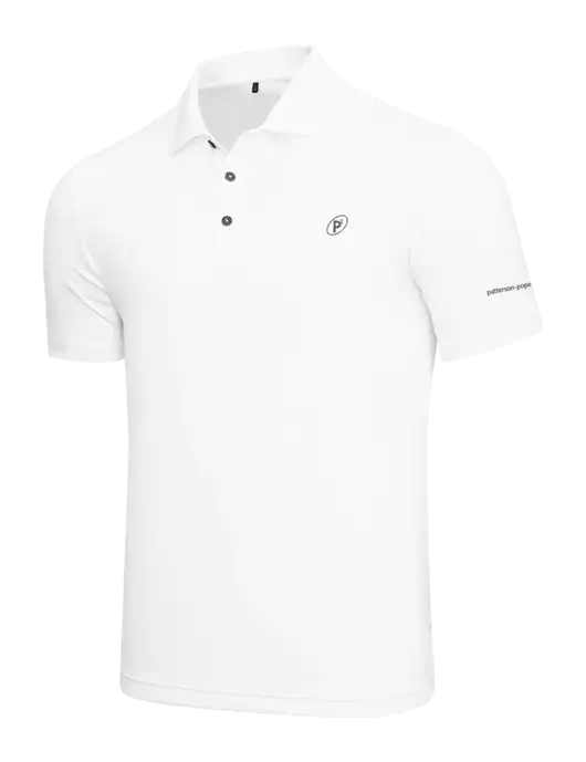Adidas White  Performance Polo w/P2 Icon Logo, Patterson Pope Wordmark Logo
