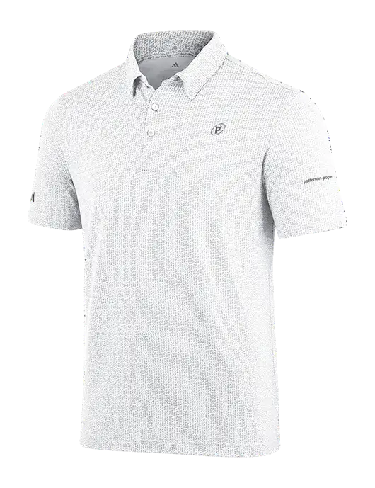 Adidas White Printed Blend Polo w/P2 Icon Logo, Patterson Pope Wordmark Logo