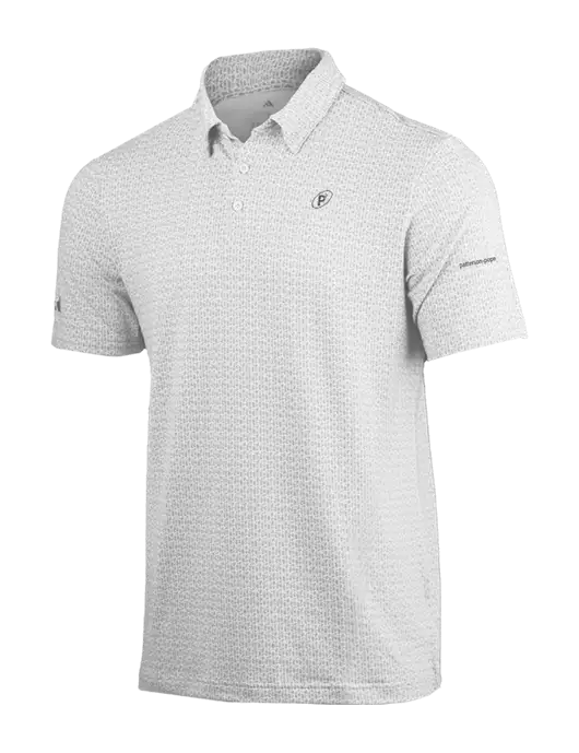 Adidas White Printed Blend Polo w/P2 Icon Logo, Patterson Pope Wordmark Logo