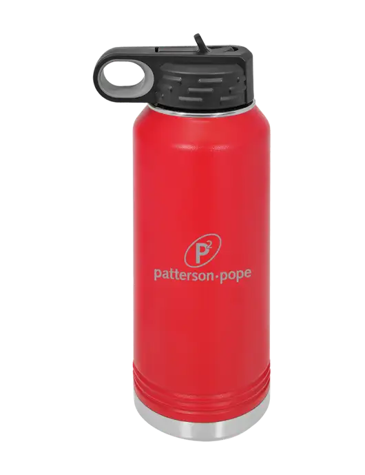 Polar Camel 32 oz Powder Coated Red Vacuum Insulated Water Bottle w/P2 Logo