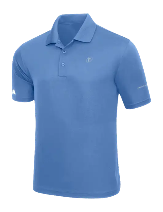 Adidas Carolina Blue Basic Sport Polo w/P2 Icon Logo, Patterson Pope Wordmark Logo