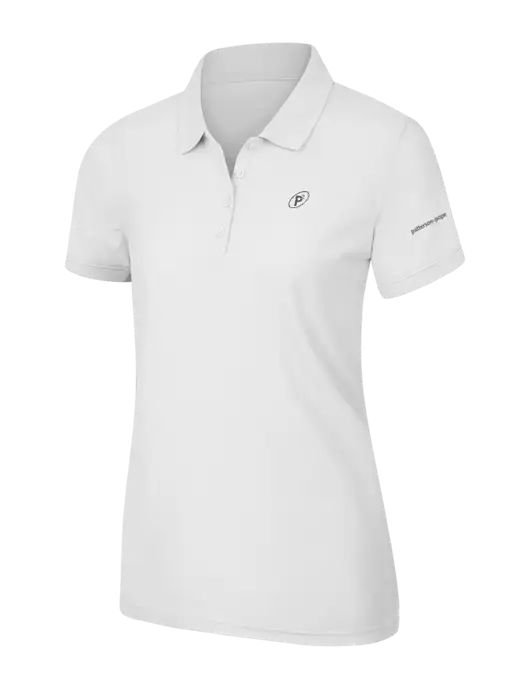 White Womens Core Classic Pique Polo w/P2 Icon Logo, Patterson Pope Wordmark Logo