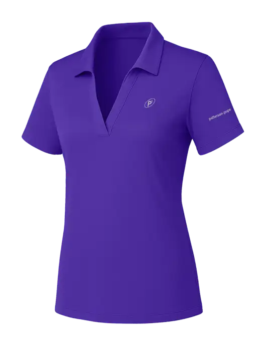 Womens Purple PosiCharge RacerMesh Polo w/P2 Icon Logo, Patterson Pope Wordmark Logo