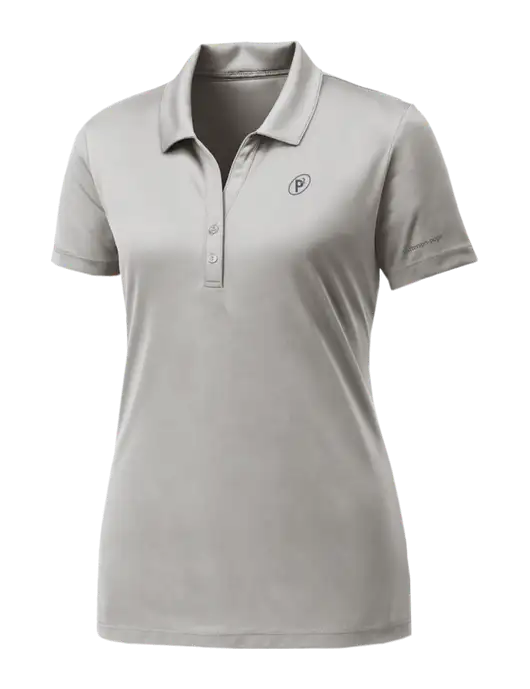 Womens Very Light Grey PosiCharge Competitor Polo w/P2 Icon Logo, Patterson Pope Wordmark Logo