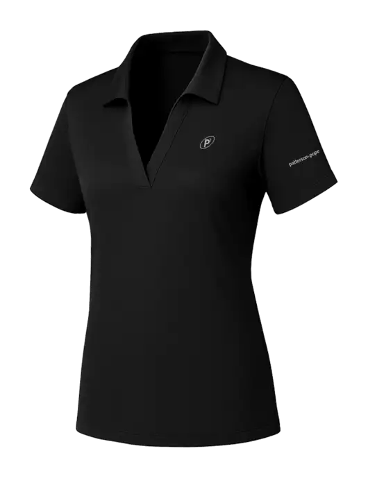 Womens Black PosiCharge RacerMesh Polo w/P2 Icon Logo, Patterson Pope Wordmark Logo