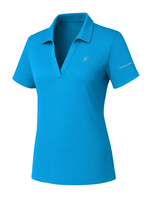 Womens Sapphire PosiCharge RacerMesh Polo w/P2 Icon Logo, Patterson Pope Wordmark Logo