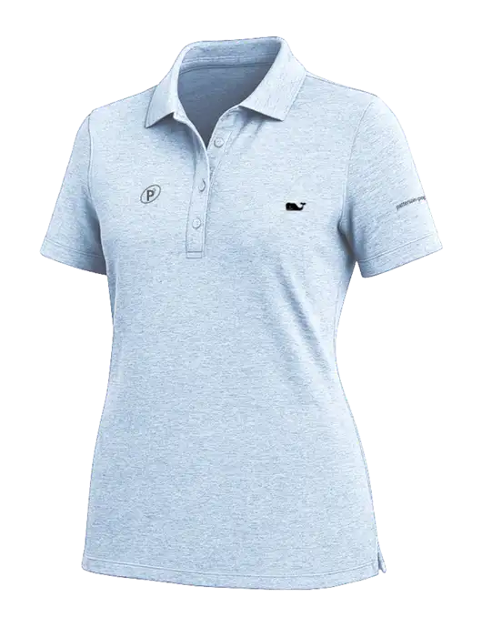 Vineyard Vines Womens Light Blue Edgartown Pique Polo w/P2 Icon Logo, Patterson Pope Wordmark Logo
