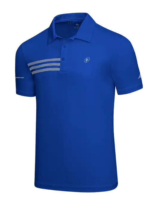 Adidas Royal 3 Stripes Chest Polo w/P2 Icon Logo, Patterson Pope Wordmark Logo