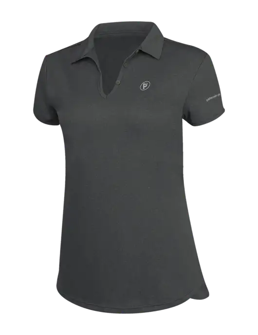 Womens Charcoal Trace Heather Polo w/P2 Icon Logo, Patterson Pope Wordmark Logo