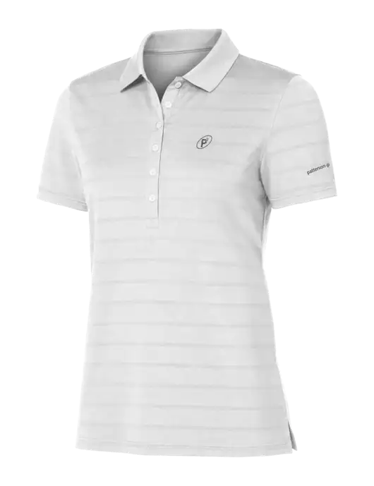 Callaway Womens Bright White Ventilated Polo w/P2 Icon Logo, Patterson Pope Wordmark Logo