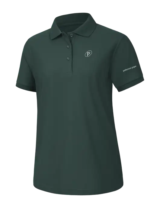 Womens Dark Green Silk Touch Polo w/P2 Icon Logo, Patterson Pope Wordmark Logo