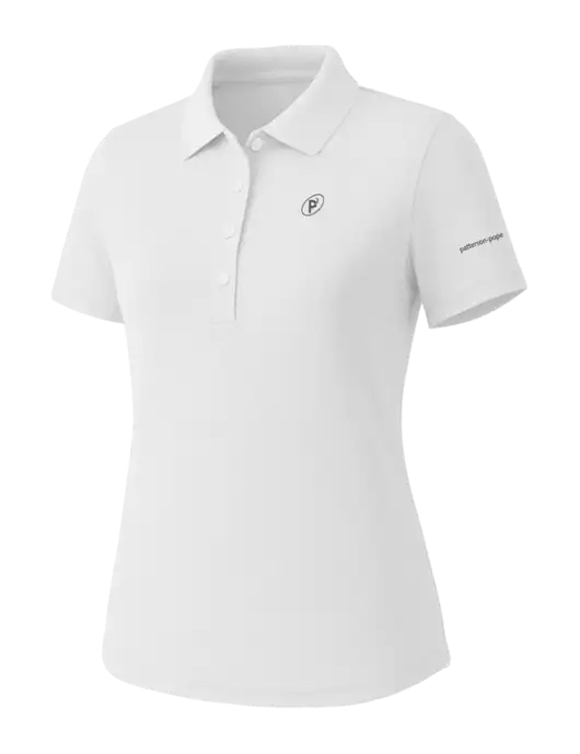 Callaway Womens Core Bright White Performance Polo w/P2 Icon Logo, Patterson Pope Wordmark Logo
