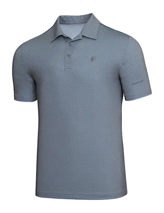 Adidas Light Grey Three Diamond Dot Print Polo w/P2 Icon Logo, Patterson Pope Wordmark Logo