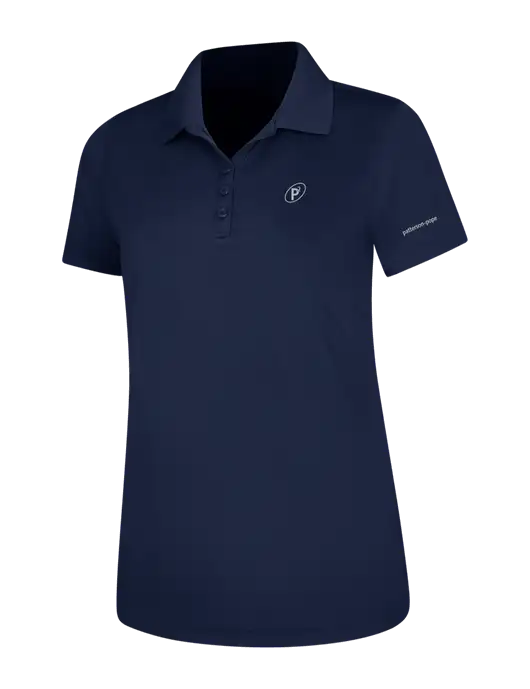 Dark Navy Womens Dry Zone UV Mesh Polo w/P2 Icon Logo, Patterson Pope Wordmark Logo