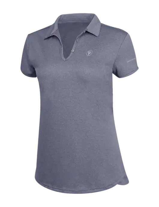 True Navy Womens Trace Heather Polo w/P2 Icon Logo, Patterson Pope Wordmark Logo