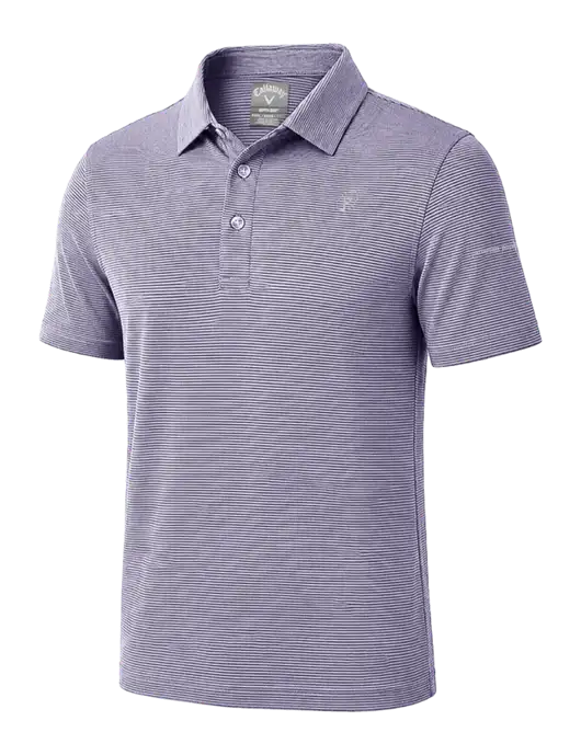 Callaway Navy Fine Line Stripe Polo w/P2 Icon Logo, Patterson Pope Wordmark Logo