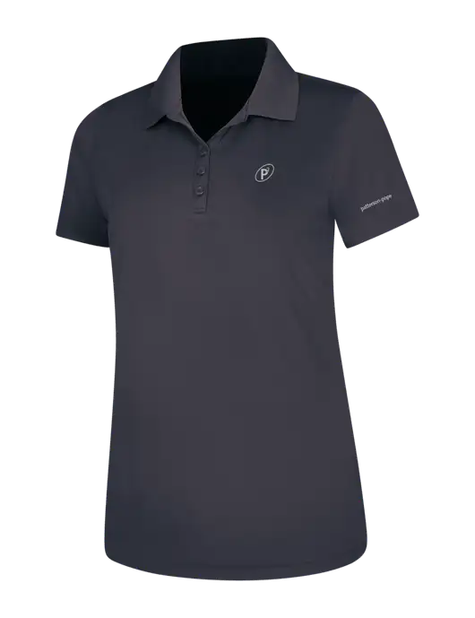 Dark Grey Womens Dry Zone UV Mesh Polo w/P2 Icon Logo, Patterson Pope Wordmark Logo