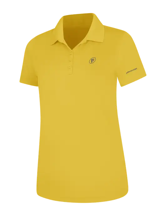 Yellow Womens Dry Zone UV Mesh Polo w/P2 Icon Logo, Patterson Pope Wordmark Logo