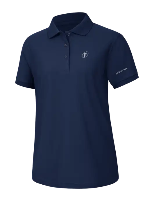 Womens Navy Silk Touch Polo w/P2 Icon Logo, Patterson Pope Wordmark Logo