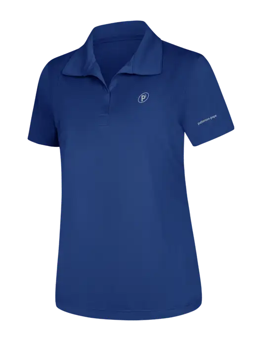 Womens Royal Micropique Sport-Wick Polo w/P2 Icon Logo, Patterson Pope Wordmark Logo