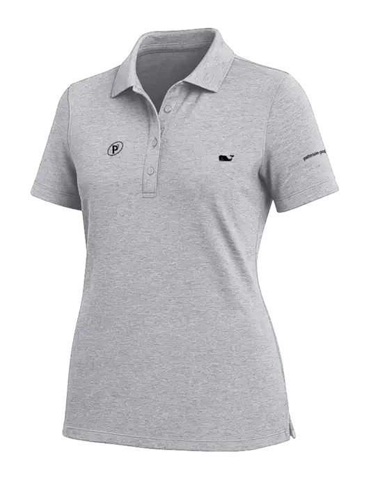 Vineyard Vines Womens Light Grey Edgartown Pique Polo w/P2 Icon Logo, Patterson Pope Wordmark Logo