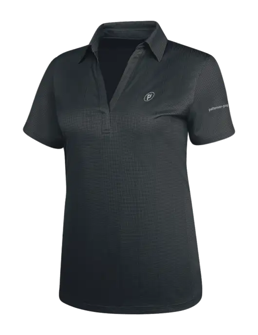 Dark Grey Womens Performance Fine Jacquard Polo w/P2 Icon Logo, Patterson Pope Wordmark Logo