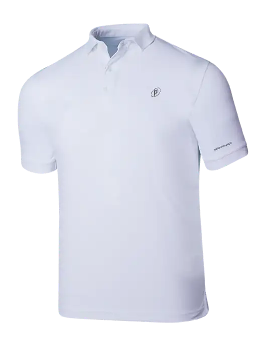 Callaway Ottoman Bright White Polo w/P2 Icon Logo, Patterson Pope Wordmark Logo