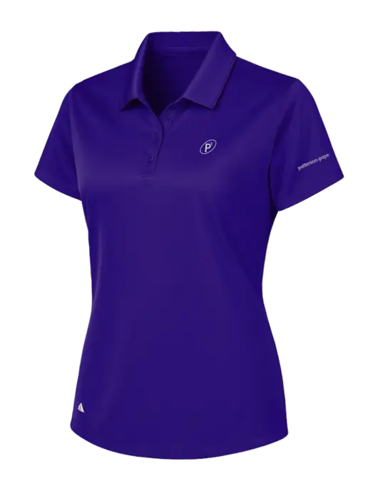 Adidas Purple Womens Basic Sport Polo w/P2 Icon Logo, Patterson Pope Wordmark Logo