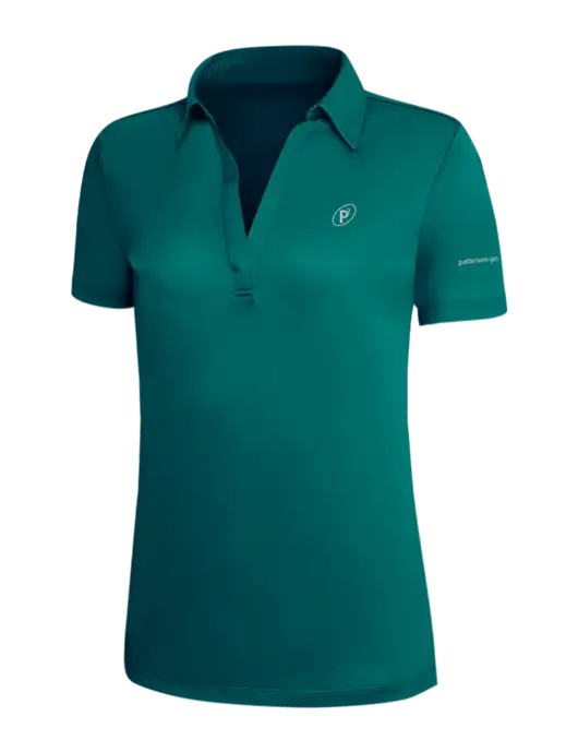 Dark Teal Silk Touch Womens Performance Polo w/P2 Icon Logo, Patterson Pope Wordmark Logo