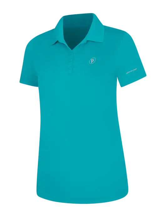 Light Teal Womens Dry Zone UV Mesh Polo w/P2 Icon Logo, Patterson Pope Wordmark Logo