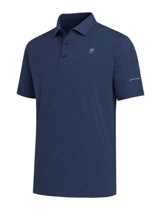Callaway All-Over Stitched Dark Navy Chev Polo  w/P2 Icon Logo, Patterson Pope Wordmark Logo