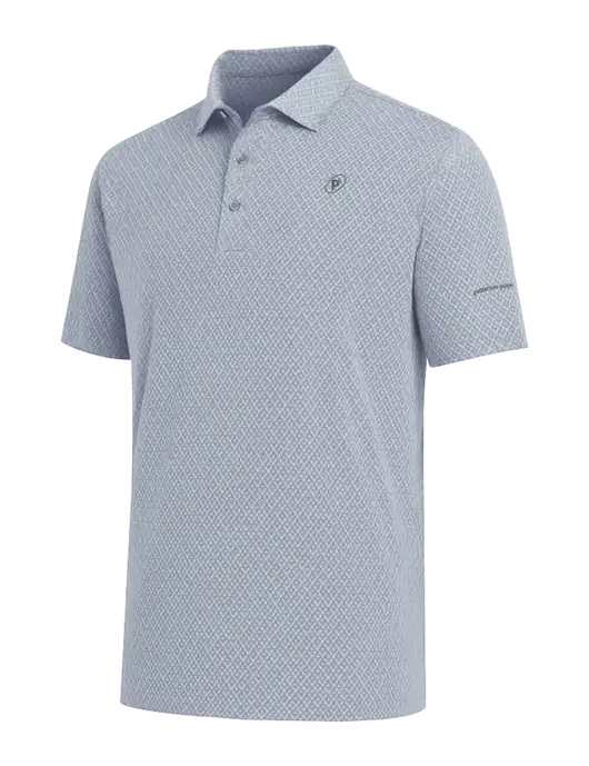 Callaway All-Over Stitched Medium Grey Chev Polo  w/P2 Icon Logo, Patterson Pope Wordmark Logo