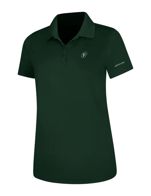Dark Green Womens Dry Zone UV Mesh Polo w/P2 Icon Logo, Patterson Pope Wordmark Logo