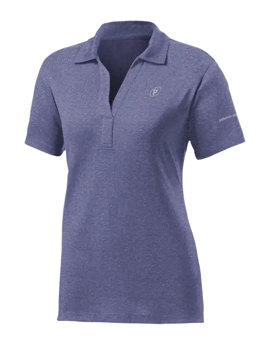 Womens Navy Heather Contender Polo w/P2 Icon Logo, Patterson Pope Wordmark Logo