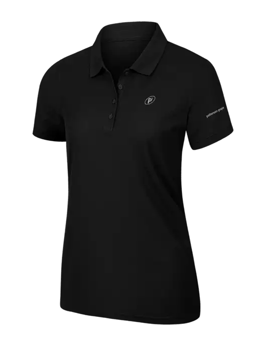Womens Black Core Classic Pique Polo w/P2 Icon Logo, Patterson Pope Wordmark Logo