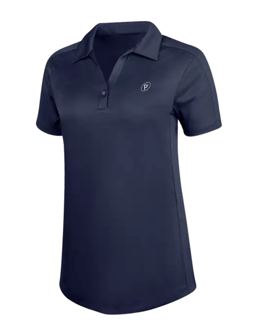 Womens Dark Navy Diamond Jacquard Polo w/P2 Icon Logo, Patterson Pope Wordmark Logo
