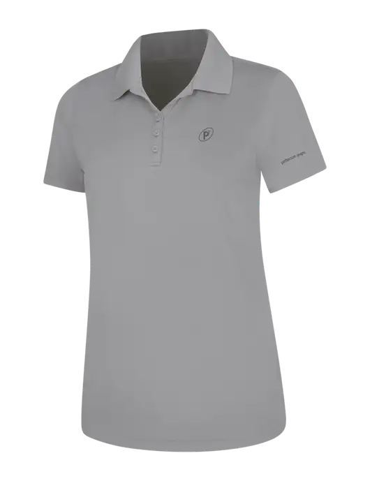 Light Grey Womens Dry Zone UV Mesh Polo w/P2 Icon Logo, Patterson Pope Wordmark Logo