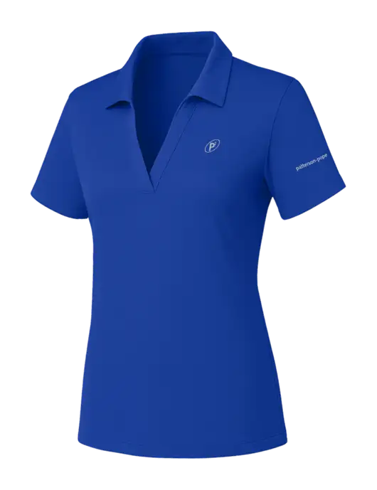 Womens Dark Royal PosiCharge RacerMesh Polo w/P2 Icon Logo, Patterson Pope Wordmark Logo