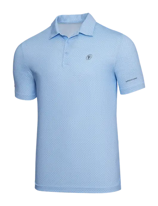 Adidas Light Blue Diamond Dot Print Polo w/P2 Icon Logo, Patterson Pope Wordmark Logo