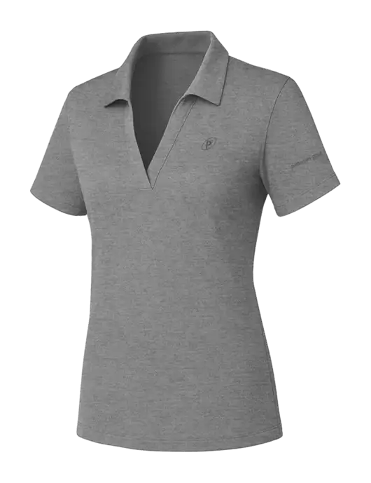 Womens Medium Grey Heather PosiCharge RacerMesh Polo w/P2 Icon Logo, Patterson Pope Wordmark Logo