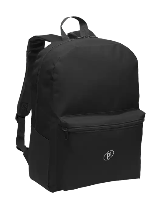 Casual Black Lightweight Laptop Backpack w/P2 Icon Logo